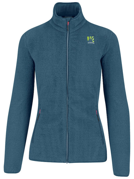 Karpos Outdoor Fleece Γυναικεία Ζακέτα με Φερμουάρ σε Μπλε Χρώμα