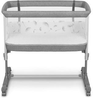 Lionelo Λίκνο Aurora με Στρώμα, Πλαϊνό Άνοιγμα και Ρόδες Gray Graphite
