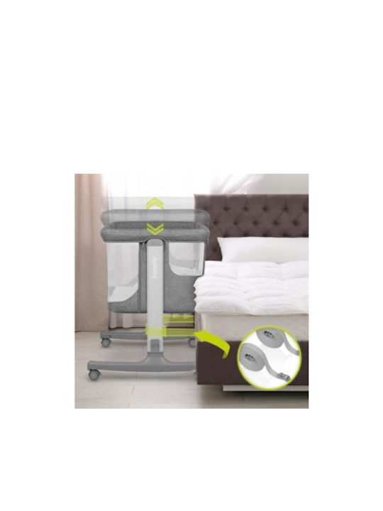 Lionelo Λίκνο Aurora με Στρώμα, Πλαϊνό Άνοιγμα και Ρόδες Gray Graphite
