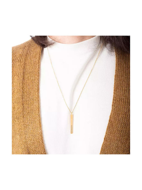 Oxzen Necklace from Gold Plated Steel with Zircon