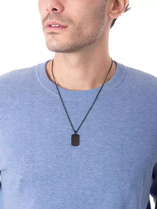 Oxzen Necklace ID Card Made of Steel with Personalization Black