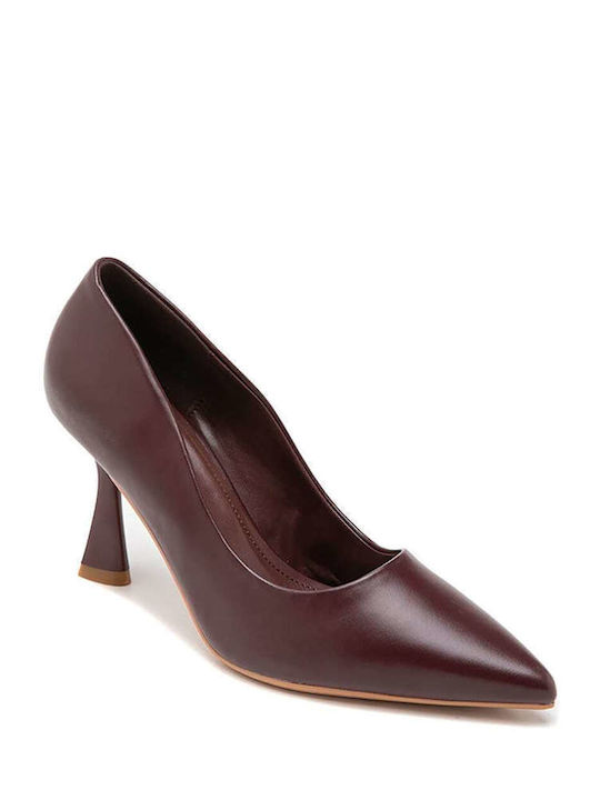 Keep Fred Synthetic Leather Pointed Toe Stiletto Brown High Heels