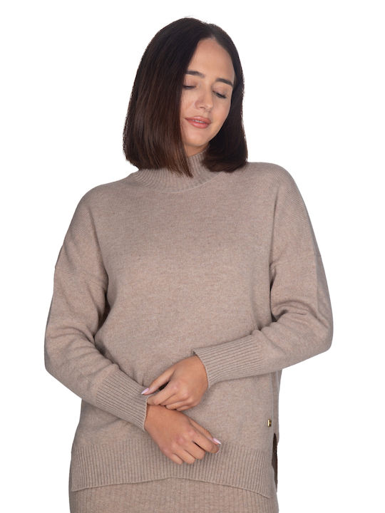 Vera Women's Long Sleeve Sweater Woolen Beige