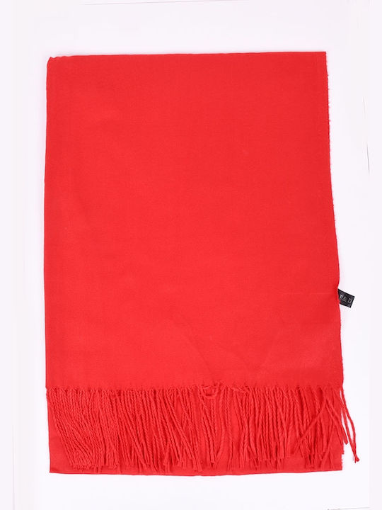 Scarf unisex monochrome wool/cotton Red