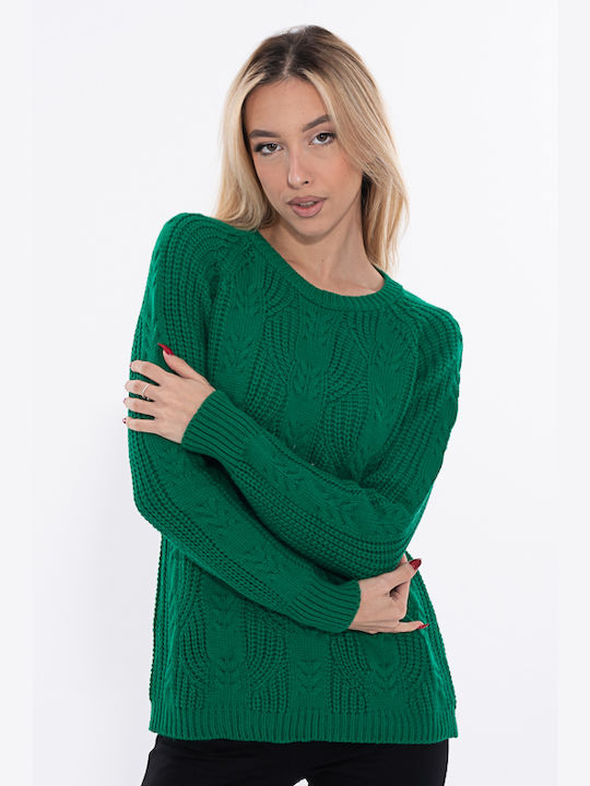 Korinas Fashion Damen Langarm Pullover Grün