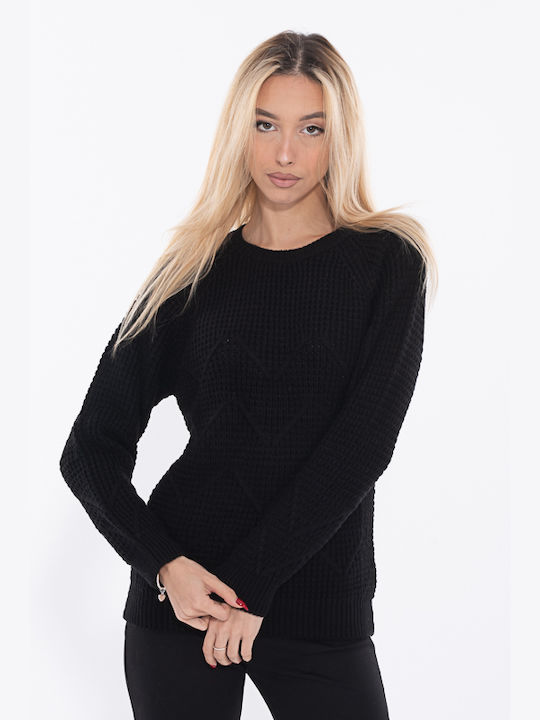 Korinas Fashion Damen Langarm Pullover Schwarz