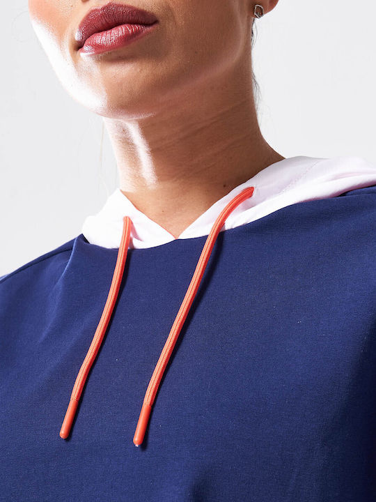 Cropped Women's Sweatshirt Hooded Medieval Blue