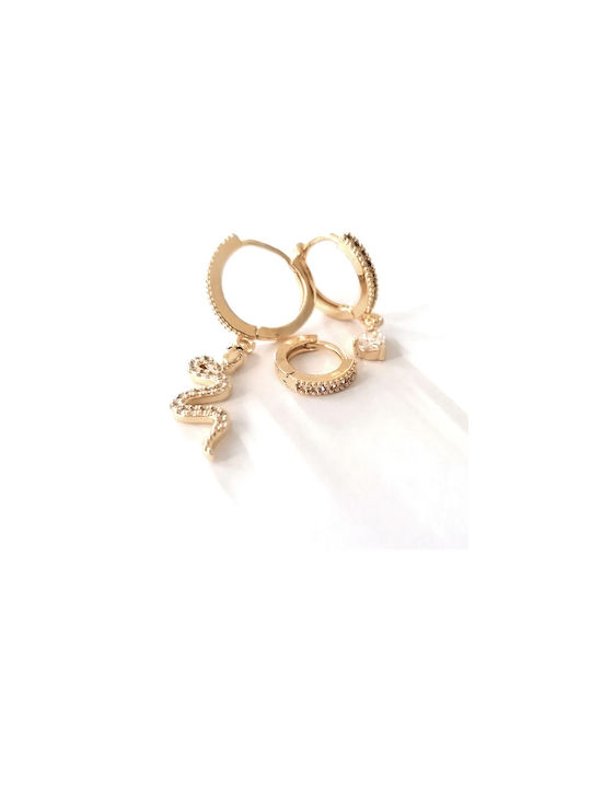 Set of triple Snake earrings, with cubic zirconia GOLD