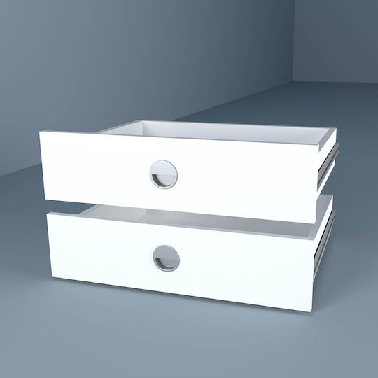 Alphab2b Συρτάρι Κρεβατιού Μεταλλικό Λευκό 60x60cm