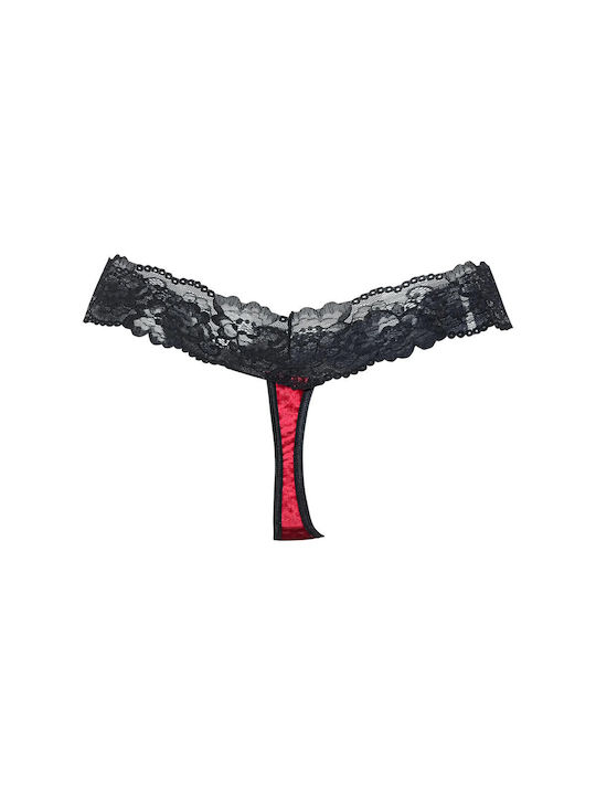 Milena by Paris Cotton Women's String with Lace Ruby