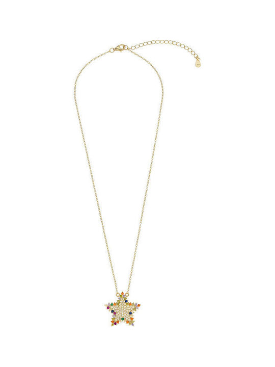 Breeze Necklace with design Star from Gold Plated Silver with Zircon