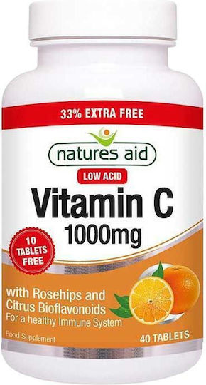 Natures Aid Vitamin C 1000 mg Low Acid Βιταμίνη για Ενίσχυση του Ανοσοποιητικού, τo Δέρμα & Αντιοξειδωτική δράση 1000mg 30 ταμπλέτες