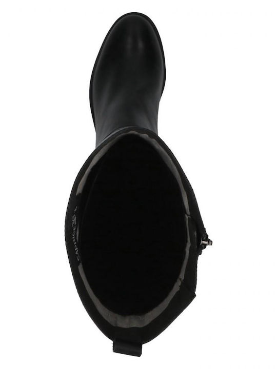 Caprice Δερμάτινες Γυναικείες Μπότες με Μεσαίο Τακούνι Μαύρες
