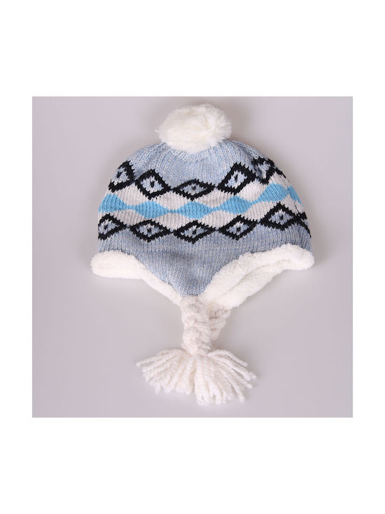 Kids Beanie Set with Scarf & Gloves Knitted Light Blue