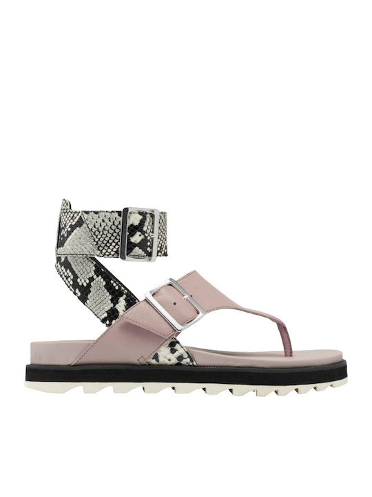 Sorel Roaming Leather Women's Flat Sandals in Pink Color