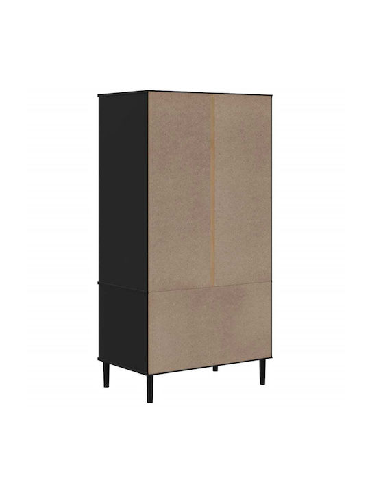 Δίφυλλη Ντουλάπα με Καθρέπτη Μαύρο 90x55x175cm