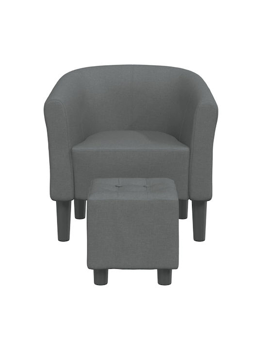 Barrel Armchair with Footstool Dark Grey 70x56x68cm