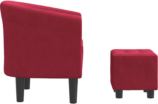 Barrel Sessel mit Fußhocker Samt Bordeaux 46.5x46.5x45cm