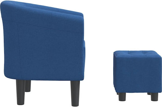 Barrel Sessel mit Fußhocker Blue 70x56x68cm