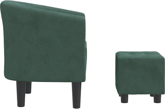 Barrel Sessel mit Fußhocker Samt Dark Green 70x56x68cm