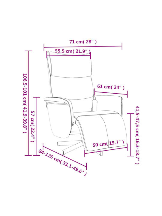 Fotoliu Relax Masaj cu Puf din Piele Ecologică Întuneric 71x84x106.5cm