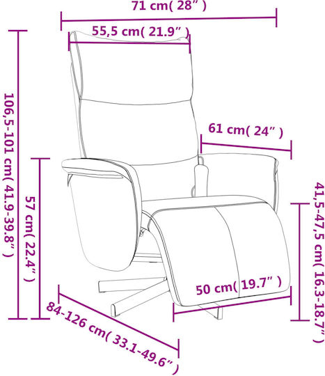 Relaxsessel Friseurwaschbecken mit Fußhocker aus Kunstleder Black 71x84x106.5cm
