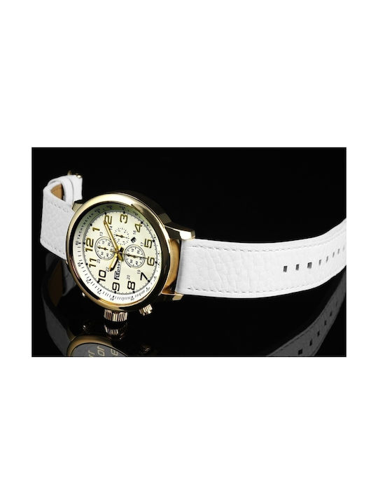 Raptor Watch Battery with White Leather Strap