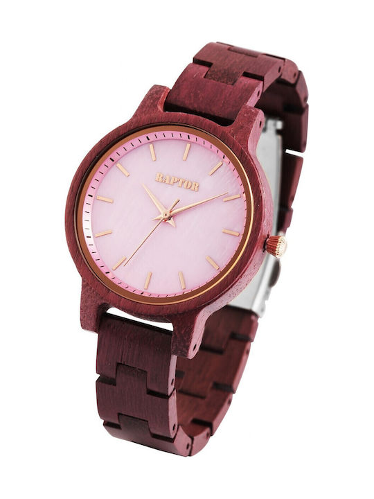 Raptor Women's Watch with Brown Wooden Bracelet