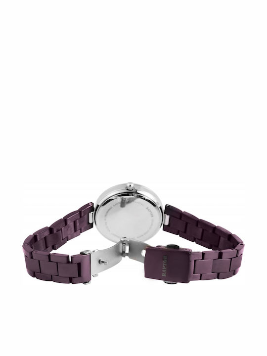 Raptor Γυναικείο Ρολόι 32mm Μπαταρίας με Μωβ Μεταλλικό Μπρασελέ