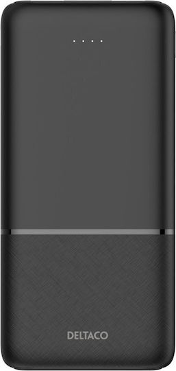 Deltaco Power Bank 10000mAh 18W με 2 Θύρες USB-A και Θύρα USB-C Power Delivery Μαύρο