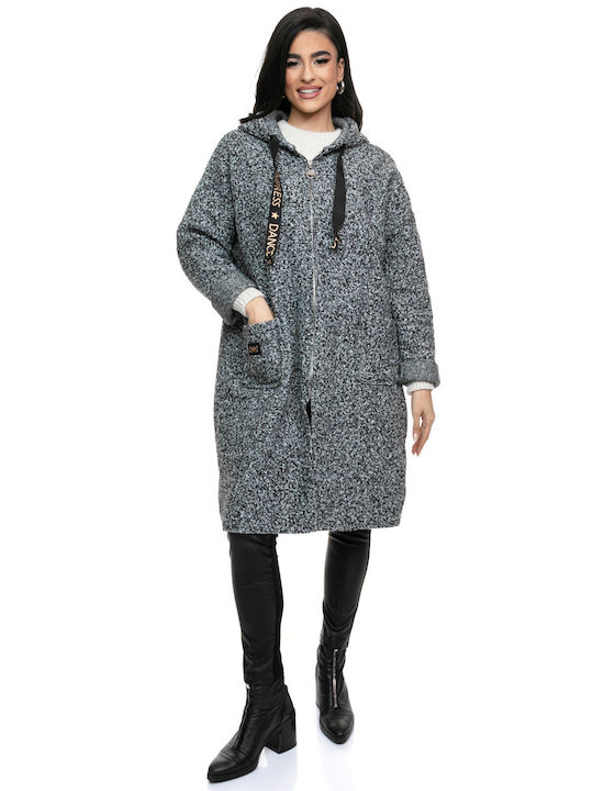 RichgirlBoudoir Women's Curly Midi Coat grey