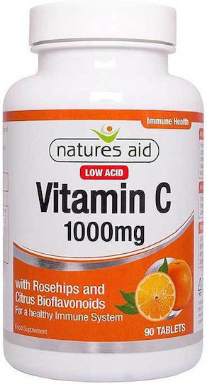Natures Aid Vitamine C 1000mg Low Acid 90tabs Vitamin for Immune System Boost, the Skin & Antioxidant Action 1000mg 90 Tablets