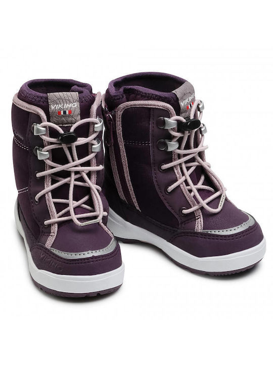 Viking Gtx Kids PU Leather Boots Purple