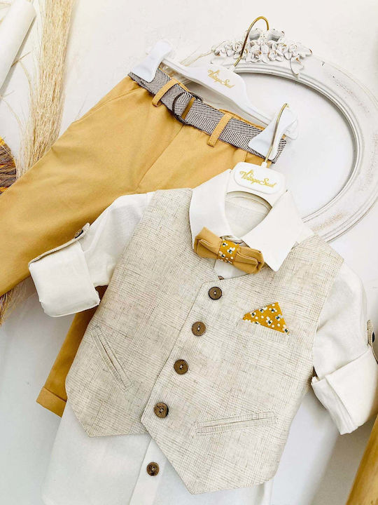 Vintage Soul Boys Baptism Suit 5pcs Yellow