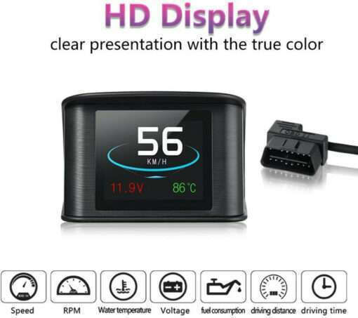 Digitales Spannungsmesser OBD2 Head Up Display und Wassertemperatur für Auto 68mm für Platzierung im Dashboard