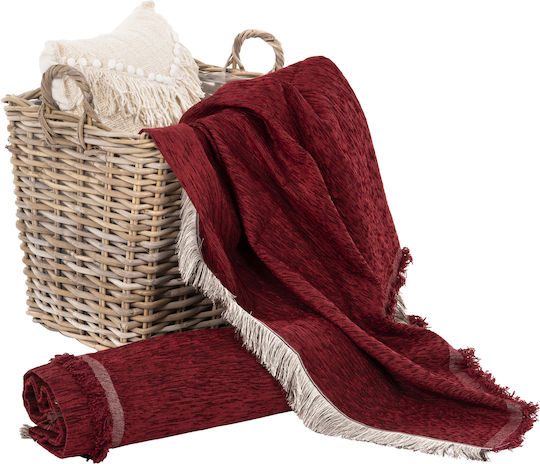 HomeMarkt Dreamtopia Three-Seater Sofa Throw Chenille 170x295cm Burgundy