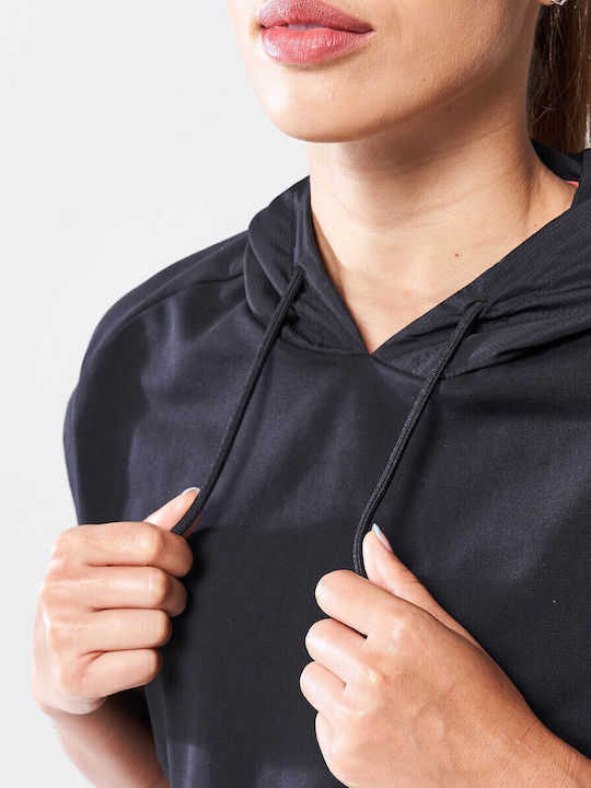 Bluze Damă Sport Crop Top Fără Mânecă Negru
