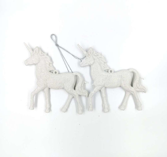 Σετ Κρεμαστά Στολίδια Λευκά 12x10cm 2τμχ