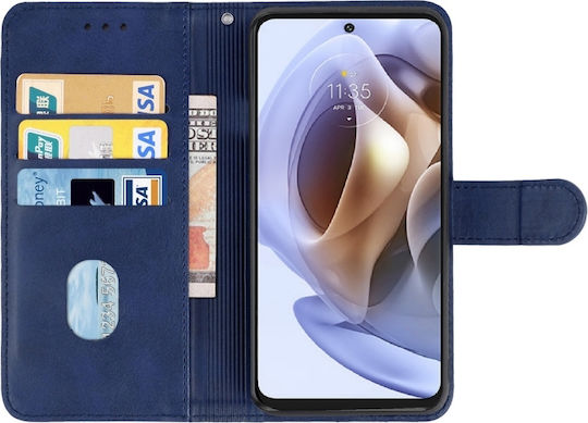 Wallet Δερμάτινο Μπλε (Moto G31)