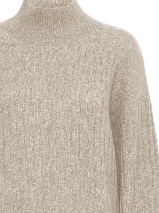 ICHI Damen Langarm Pullover Beige