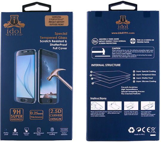 Idol 1991 5 0.3mm Privacy Tempered Glass Μαύρο (Samsung Z Flip 5)