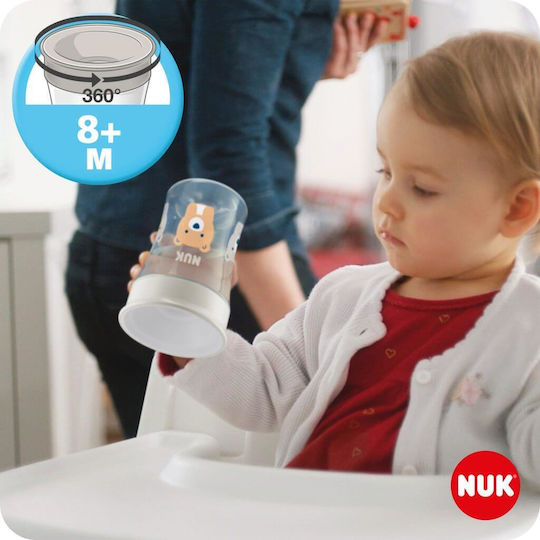 Nuk Παιδικό Ποτηράκι Evolution Magic Cup από Πλαστικό Τιρκουάζ Μπλέ-Γατάκι 230ml για 8m+