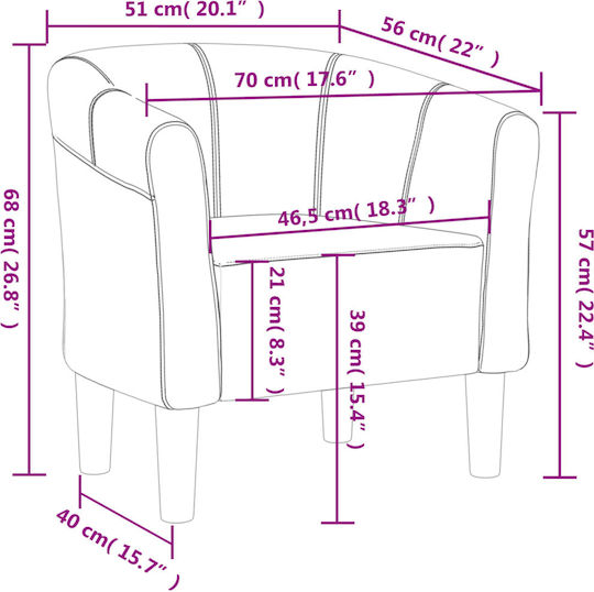 Armchair Dark Green 70x56x68cm