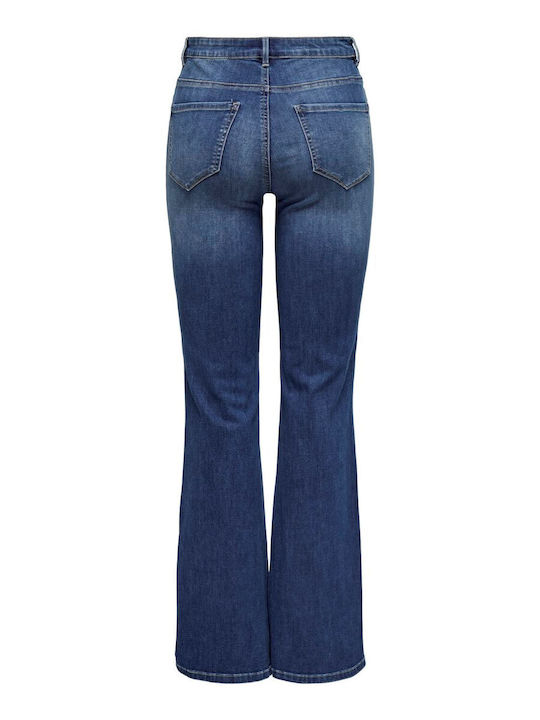 Hw Women's Jean Trousers Flared Medium Blue Denim