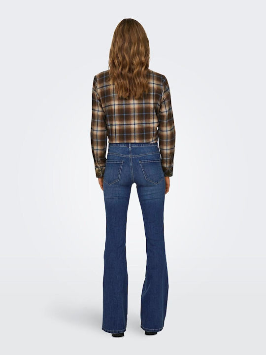 Hw Women's Jean Trousers Flared Medium Blue Denim