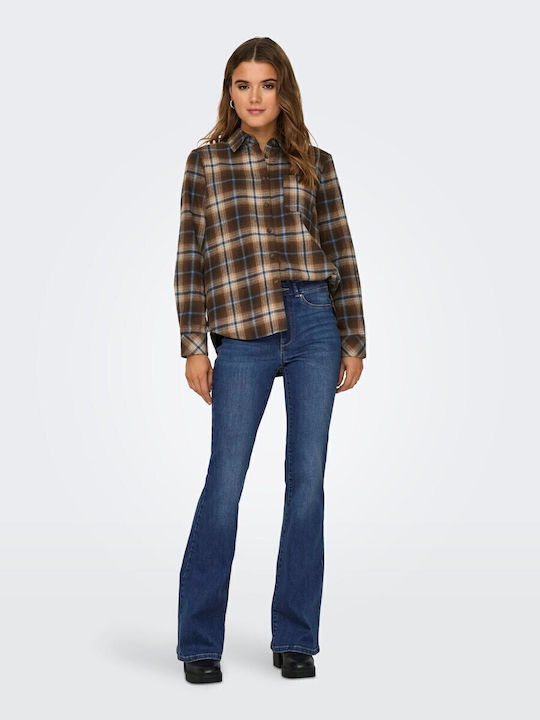 Hw Women's Jean Trousers Flared Medium Blue Denim