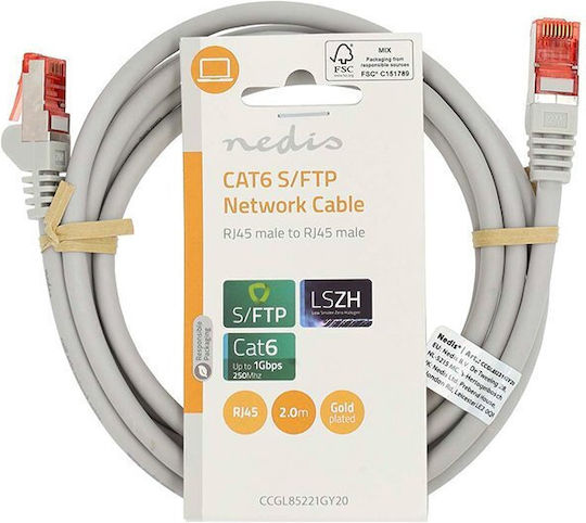 Nedis S/FTP Kat.6 Gigabit Netzwerkkabel Ethernet 2m Graues