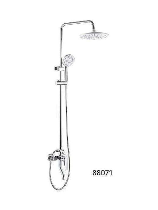 Shower Column with Mixer Silver