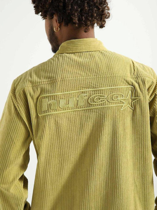 HUF Men's Shirt Overshirt Long Sleeve Corduroy Green