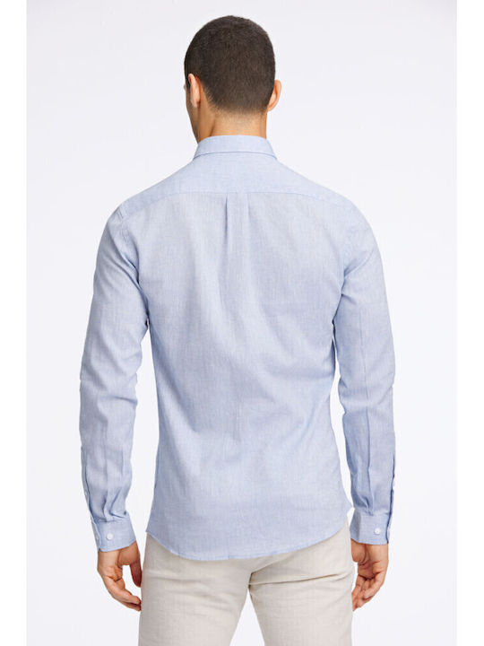 Long-sleeved Linen Shirt Light Blue